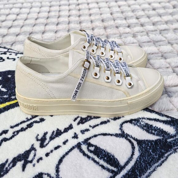 DIOR SNEAKER Walk'N Dior sneaker White canvas cotton size EU 37.5 US 7 - Picture 4 of 7